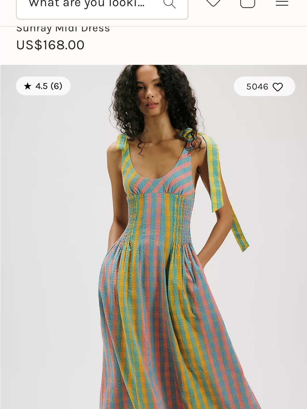 Free People Striped Tie-Shoulder Tank in Pink, Blue & Yellow - Picture 3 of 3